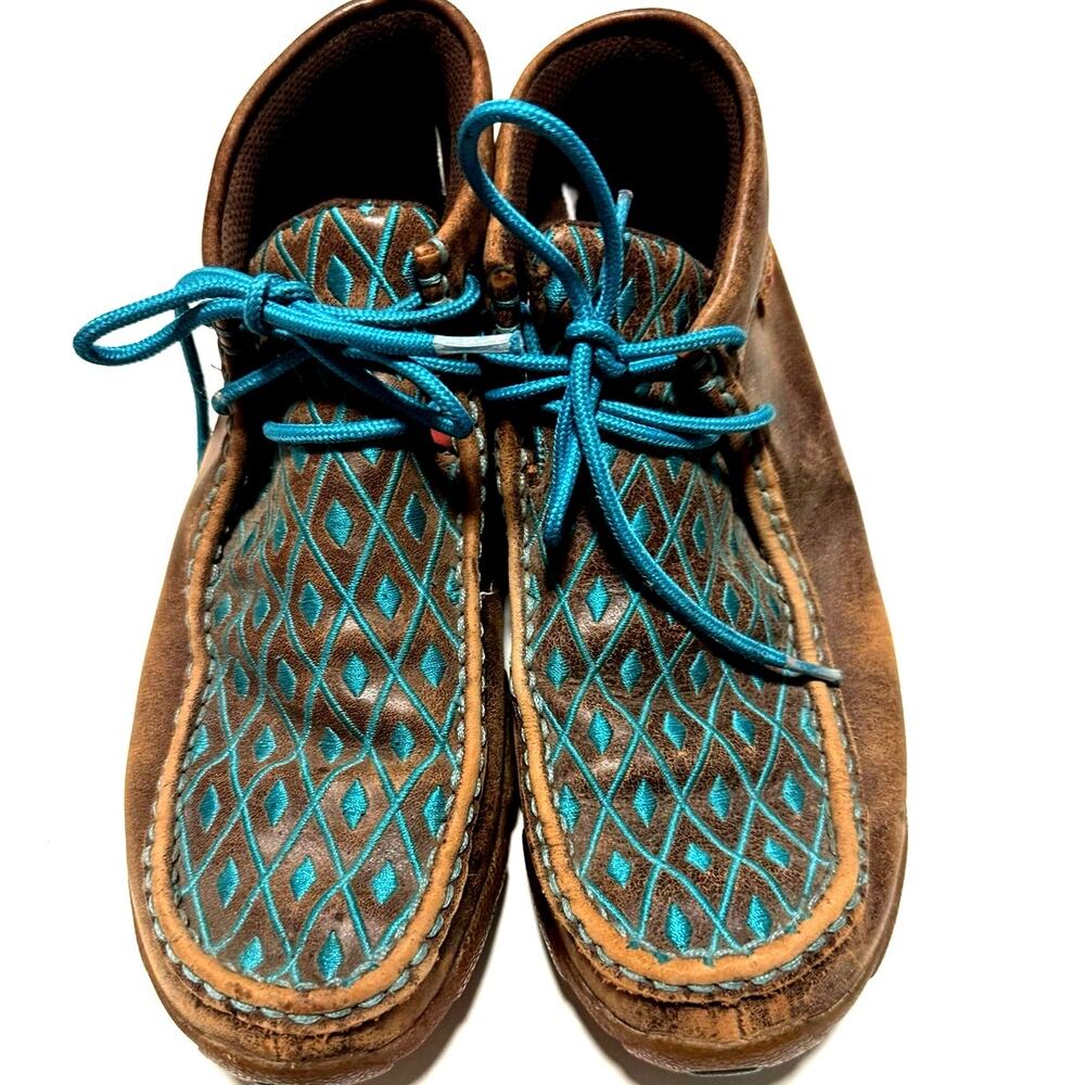 Twisted X Women’s 9.5 M Brown Turquoise Chukka  Mocassins Moc Shoes WDM0072